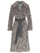 Stella Mccartney Faux Fur Long Belted Coat - Grey