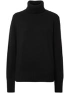 Burberry Embroidered Crest Cashmere Roll-neck Sweater - Black