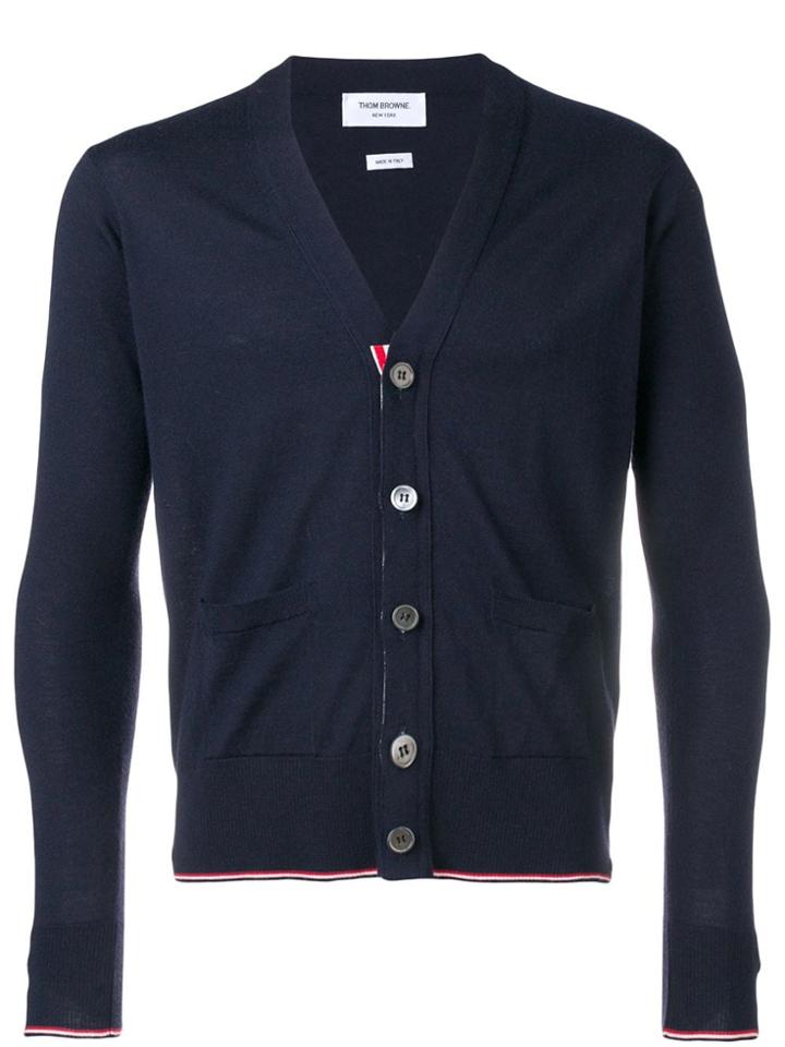 Thom Browne Classic Cashmere V-neck Cardigan - Blue