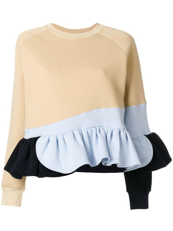 Ioana Ciolacu Frilled Colour Block Sweatshirt - Neutrals