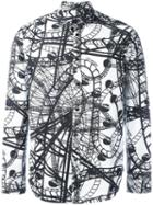 Love Moschino Roller Coaster Print Shirt, Men's, Size: Large, Black, Cotton