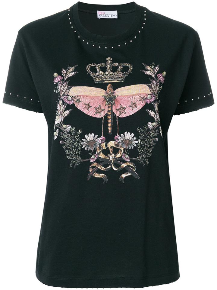 Red Valentino Dragonfly Wreath T-shirt - Black