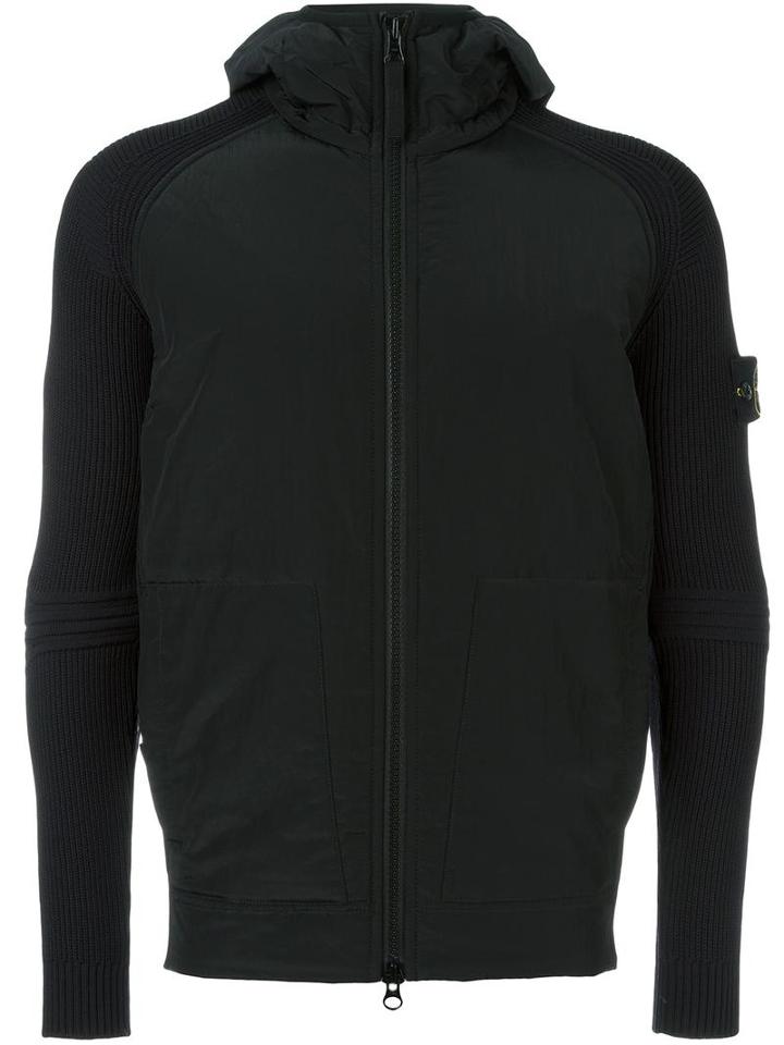 Stone Island Hooded Jacket, Men's, Size: Medium, Black, Polyamide/polyester