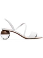 Neous White Latouria 55 Round Heel Leather Sandals
