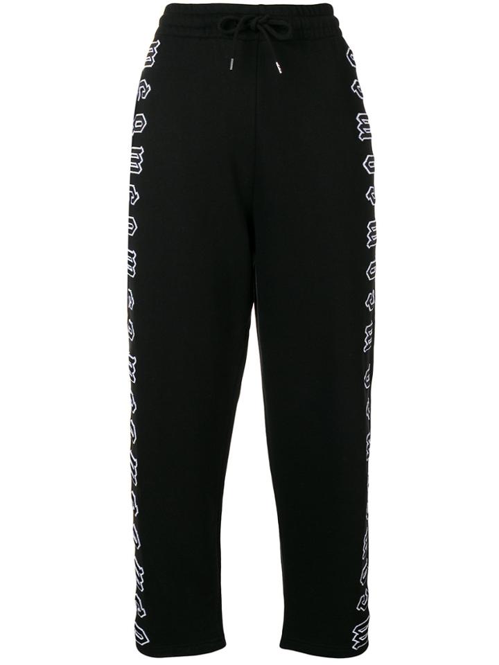 Mcq Alexander Mcqueen Cropped Repeat Logo Track Pants - Black
