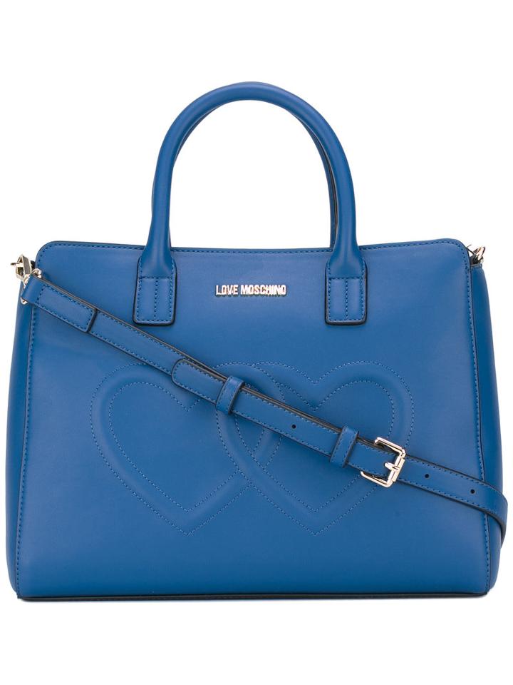Love Moschino - Heart Tote - Women - Polyurethane - One Size, Women's, Blue, Polyurethane