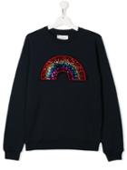 Alberta Ferretti Kids Teen Sequin Rainbow Patch Sweatshirt - Blue