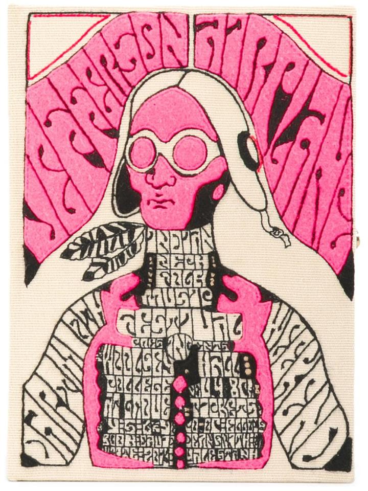 Olympia Le-tan Jefferson Airplane Clutch - Pink & Purple