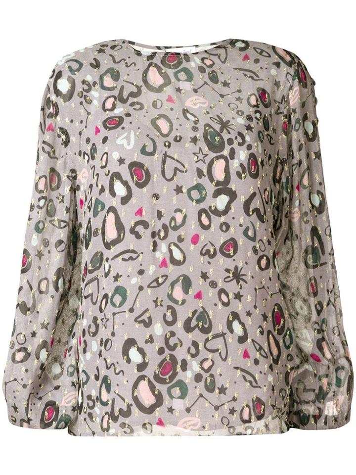 Lily And Lionel Doodle Leopard Print Livia Blouse - Grey