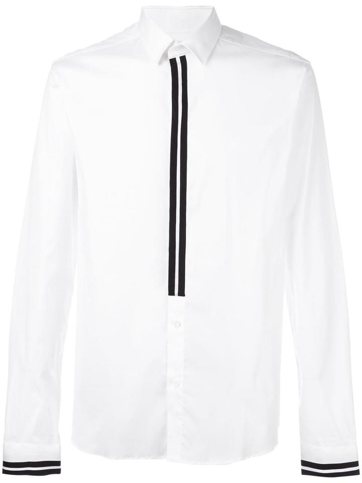 Stripe Trim Shirt, Men's, Size: 54, White, Cotton/spandex/elastane, Les Hommes