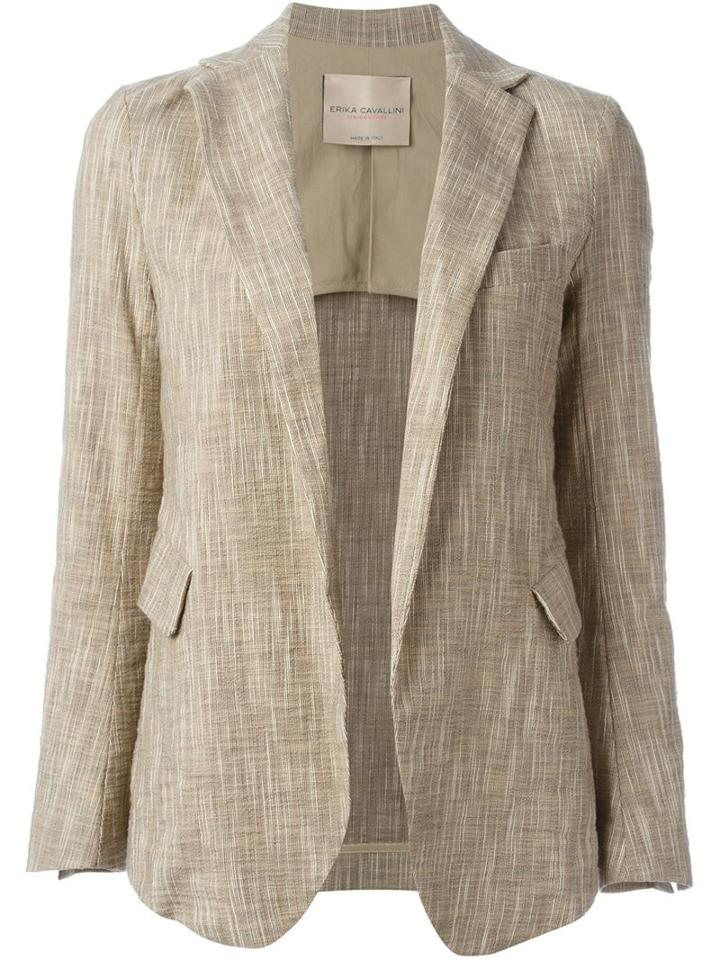 Erika Cavallini Open Front Blazer, Women's, Size: 42, Nude/neutrals, Cotton/polyamide/spandex/elastane/cotton