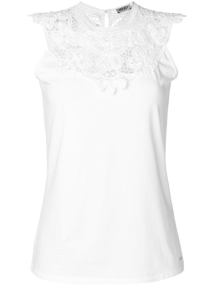 Liu Jo Embroidered Neck Tank Top - White