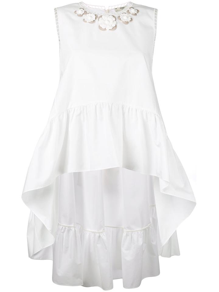 Fendi - High Low Floral Top - Women - Cotton/viscose - 38, White, Cotton/viscose
