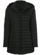 Emporio Armani Faux Fur Trim Hooded Padded Coat - Black