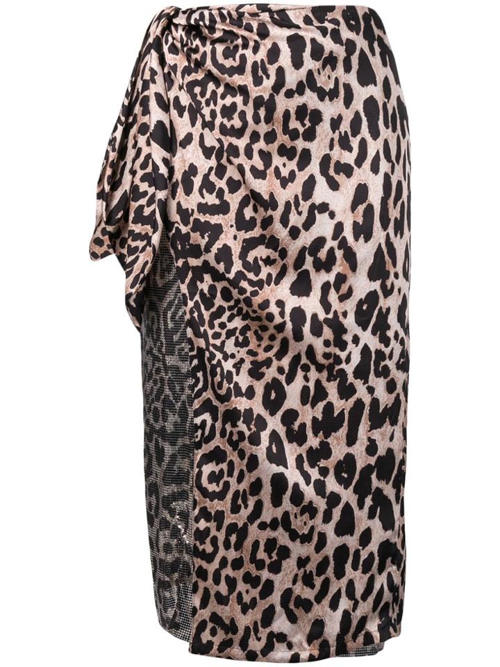 Paco Rabanne Leopard Print Wrap Skirt - Brown