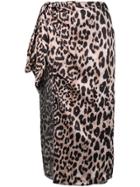 Paco Rabanne Leopard Print Wrap Skirt - Brown