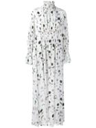 Kenzo 'dandelion' Smocked Maxi Dress, Women's, Size: 36, White, Silk