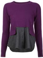 Carven - Colour Block Knitted Top - Women - Wool - S, Women's, Pink/purple, Wool