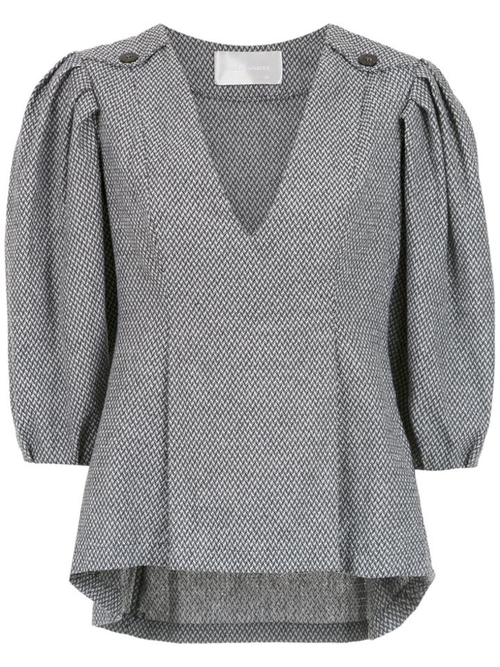 Lilly Sarti Pleat Berthe Blouse - Grey
