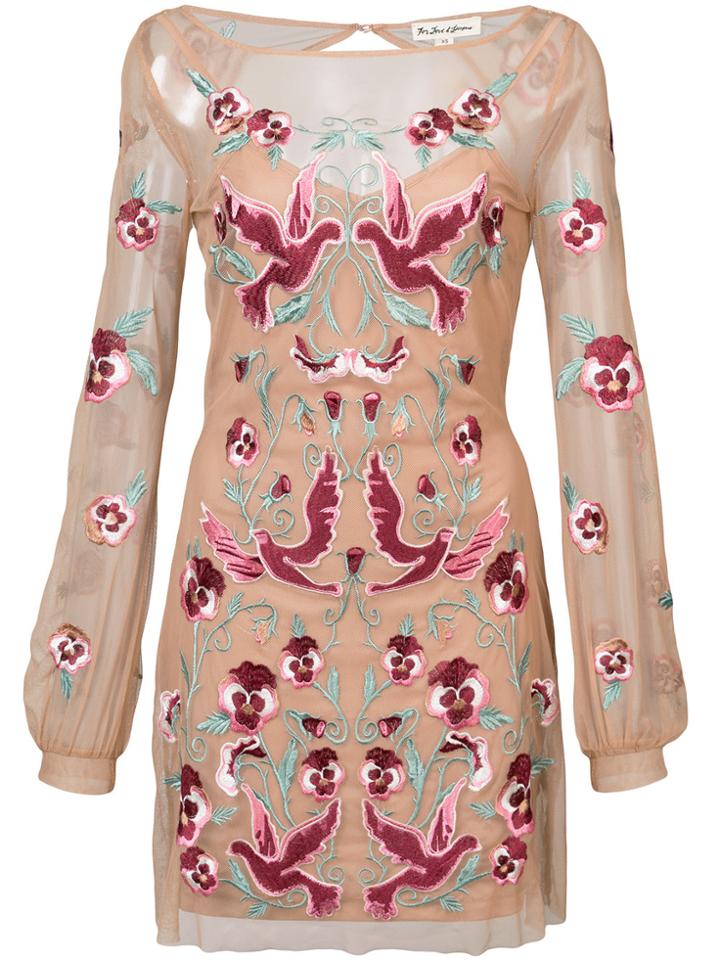 For Love And Lemons Embroidered Sheer Dress - Nude & Neutrals