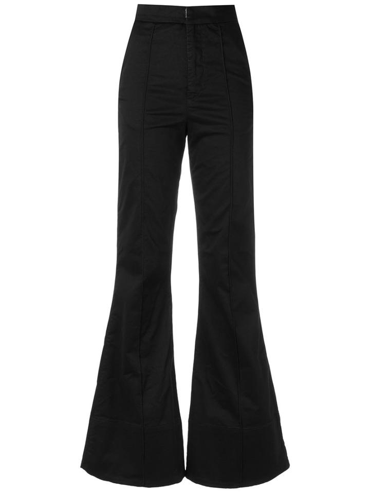 Amapô - High Waist Flared Trousers - Women - Cotton/elastodiene - 40, Black, Cotton/elastodiene