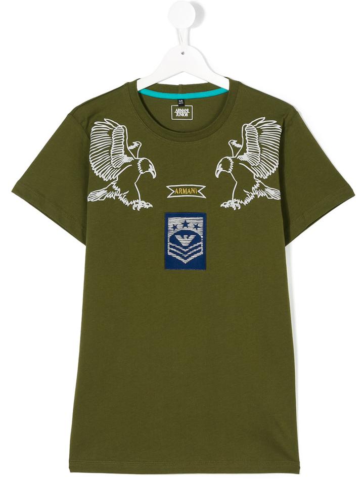 Armani Junior - Eagle Print T-shirt - Kids - Cotton - 14 Yrs, Green