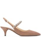 Prada Kitten Heel Slingback Pumps - Pink & Purple
