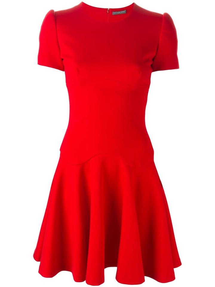 Alexander Mcqueen Pleated A-line Dress - Red