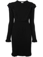 Fendi Frill Trim Knit Dress, Women's, Size: 40, Black, Polyester/wool