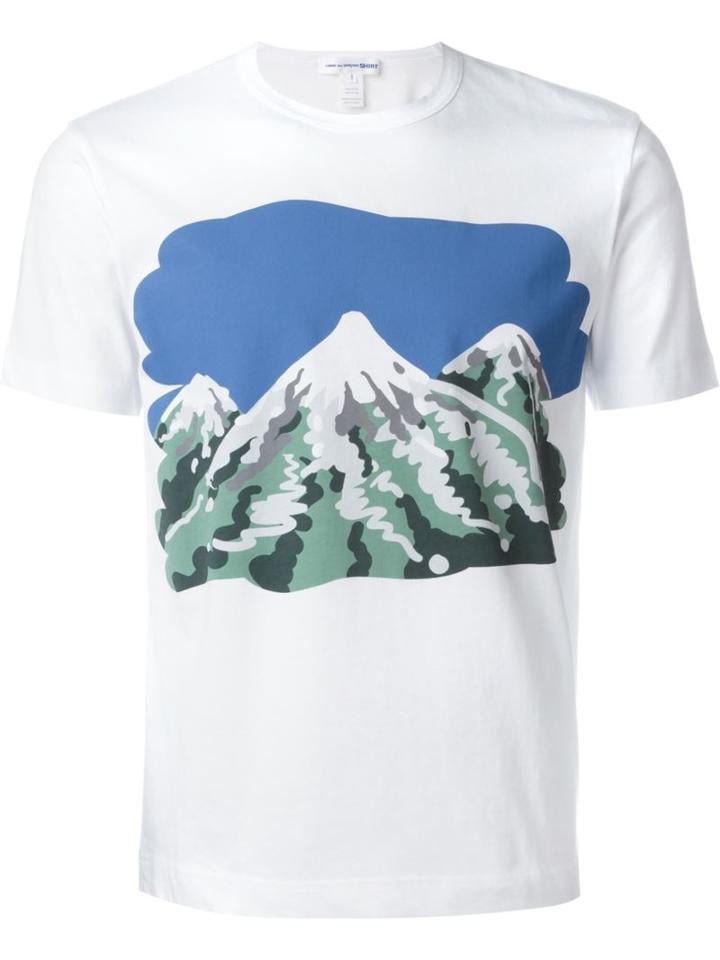Comme Des Garçons Shirt Mountain Print T-shirt, Men's, Size: S, White, Cotton
