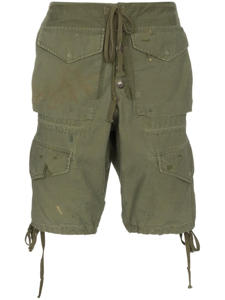 Greg Lauren Army Cargo Shorts - Green
