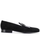Dolce & Gabbana Crown Embroidered Fringed Loafers - Black