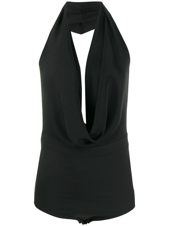 A.w.a.k.e. Mode Michelle Draped Bodysuit - Black