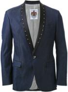 Education From Youngmachines Studded Contrast Collar Single Breasted Blazer