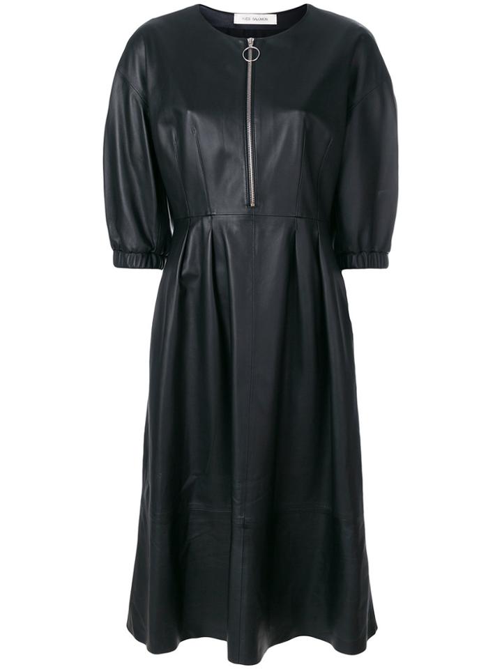 Yves Salomon Leather Dress - Black