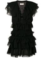 Saint Laurent Ruffle Mini Dress - Black