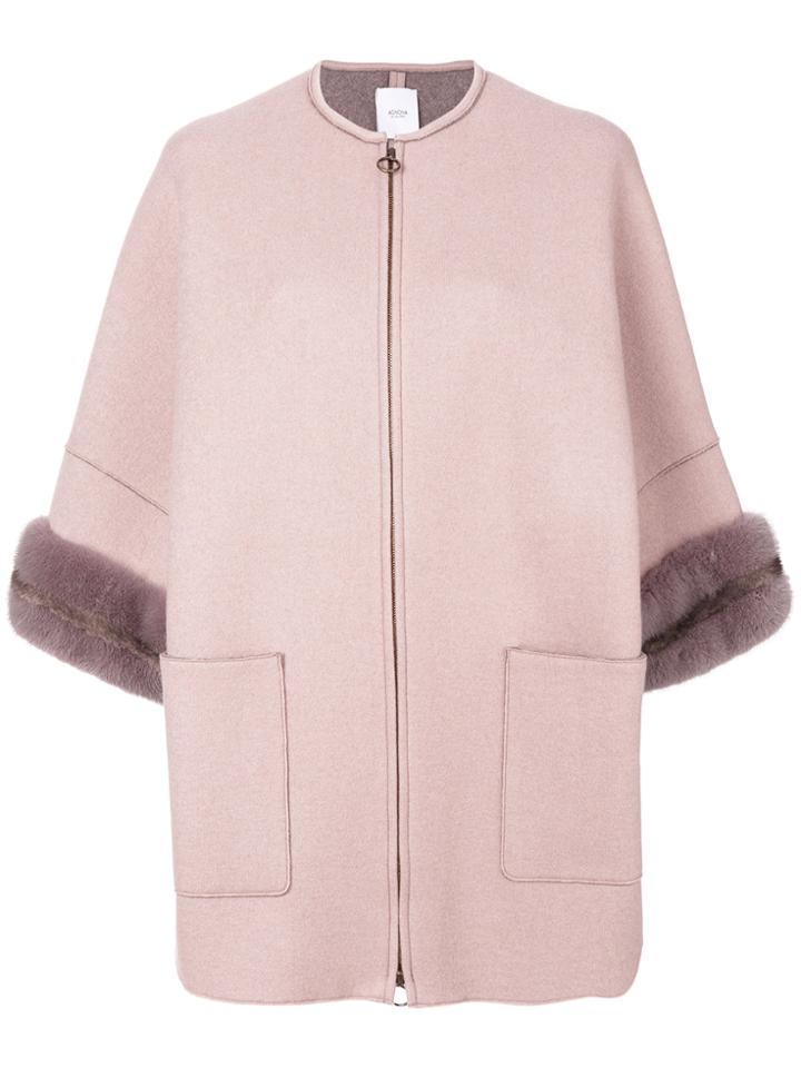 Agnona Cropped Sleeve Coat - Pink & Purple