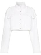 Off-white Cropped Contrast-logo Denim Jacket
