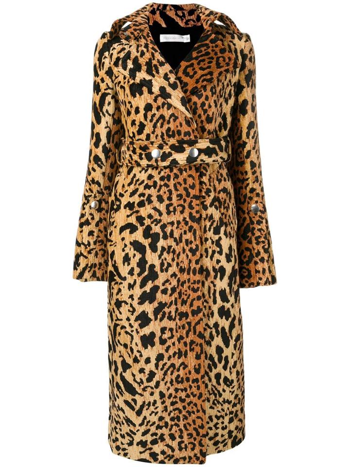 Victoria Beckham Leopard Print Trench Coat - Brown