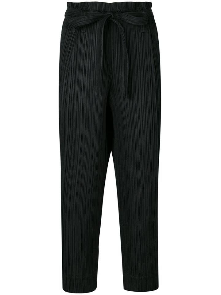 Pleats Please By Issey Miyake High Waisted Pleated Culottes - Black
