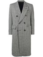 Ami Paris Patched Pockets Double-breasted Long Lined Coat - Black