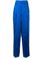 Pt01 Floral Wide-leg Trousers - Blue