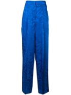 Pt01 Floral Wide-leg Trousers - Blue