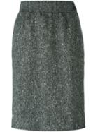 Yves Saint Laurent Vintage Tweed Pencil Skirt, Women's, Size: 40, Grey