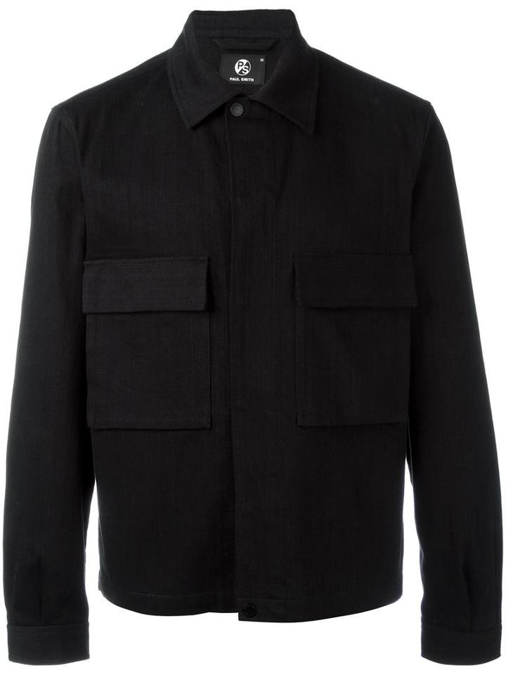 Ps By Paul Smith Denim Shirt Jacket, Men's, Size: Small, Black, Cotton/spandex/elastane/viscose