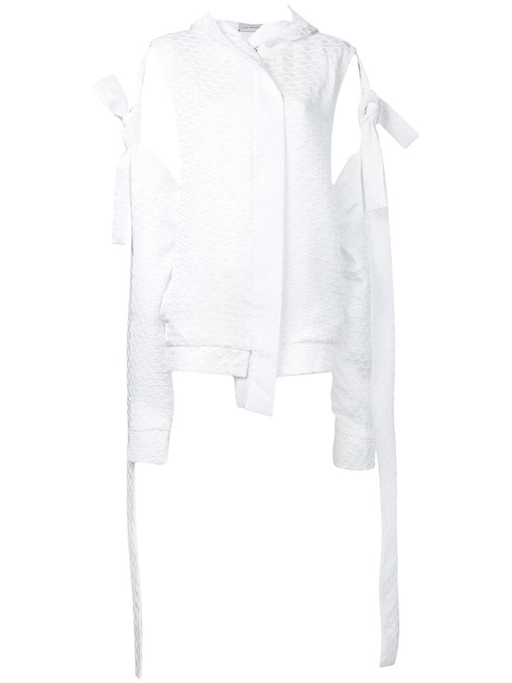 Collapse Hoodie - Women - Satin Ribbon - S, White, Satin Ribbon, Juan Hernandez Daels