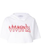 Vivetta Logo Embroidered Cropped Hoodie - White