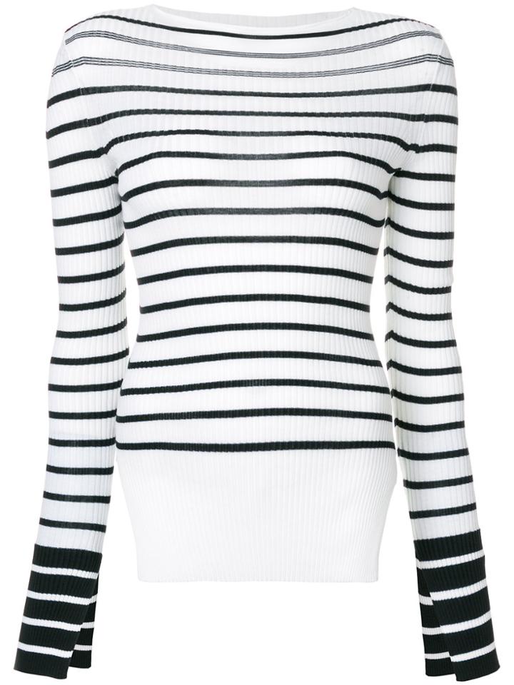 Mrz Striped Side-slit Jumper - White
