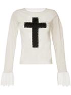 Tu Es Mon Trésor Cross Patch Tulle T-shirt - White
