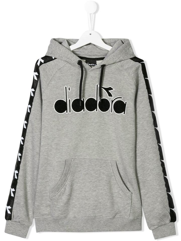 Diadora Junior Logo Print Hoodie - Grey